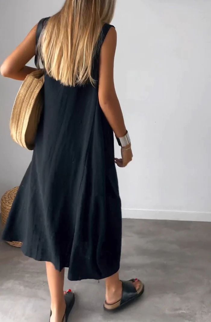 Casual Cotton and Linen Sleeveless Dress