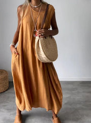 Casual Cotton and Linen Sleeveless Dress