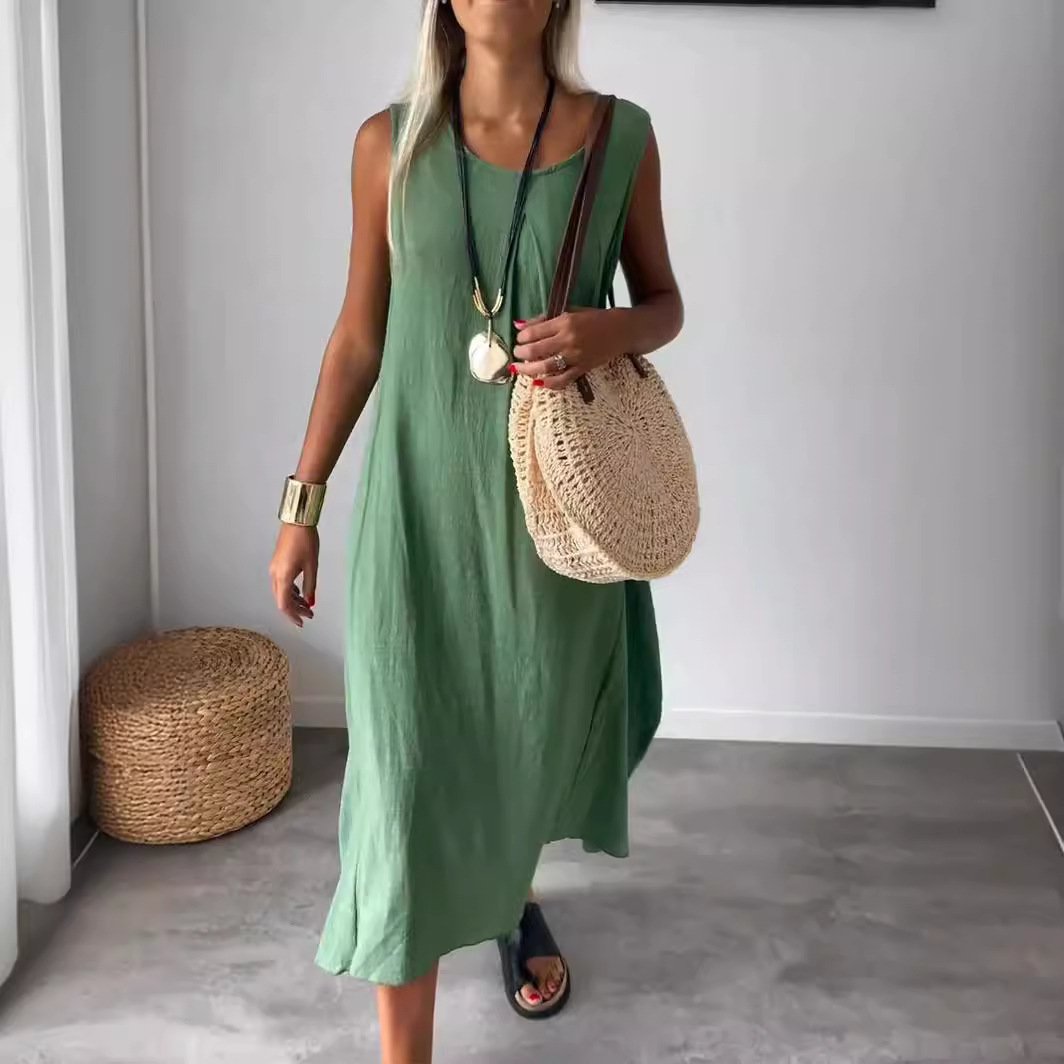 Casual Cotton and Linen Sleeveless Dress