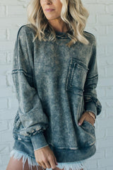 Damski sweter frotte Acid Wash