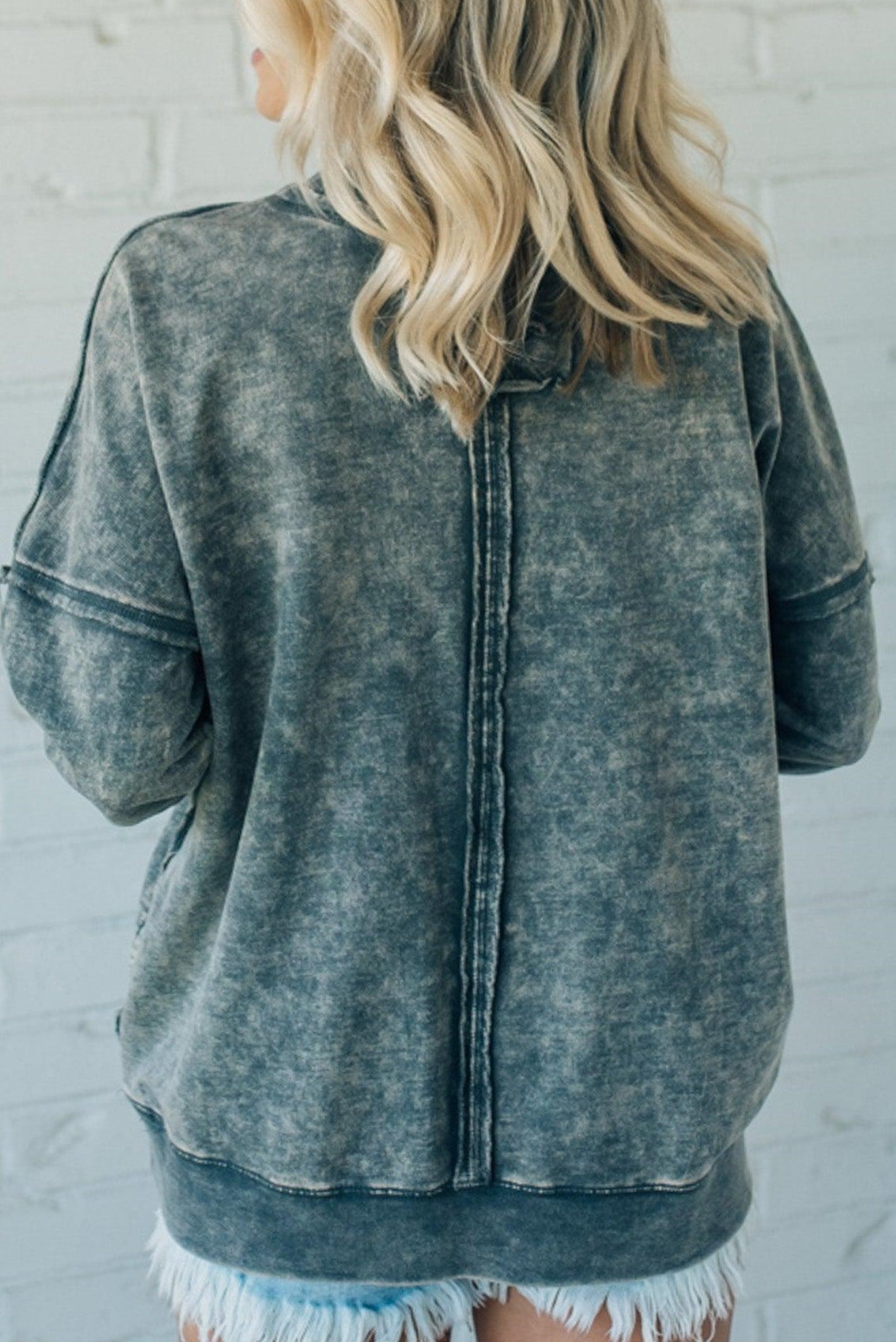 Damski sweter frotte Acid Wash