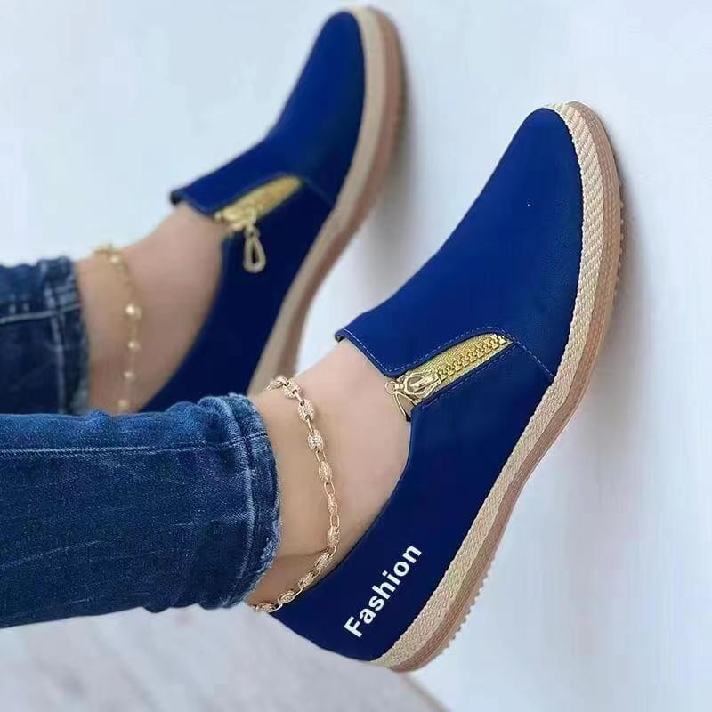 🔥50% reducere la culoare solidă, cu fermoar lateral, talpă cu platformă, pantofi casual pentru femei